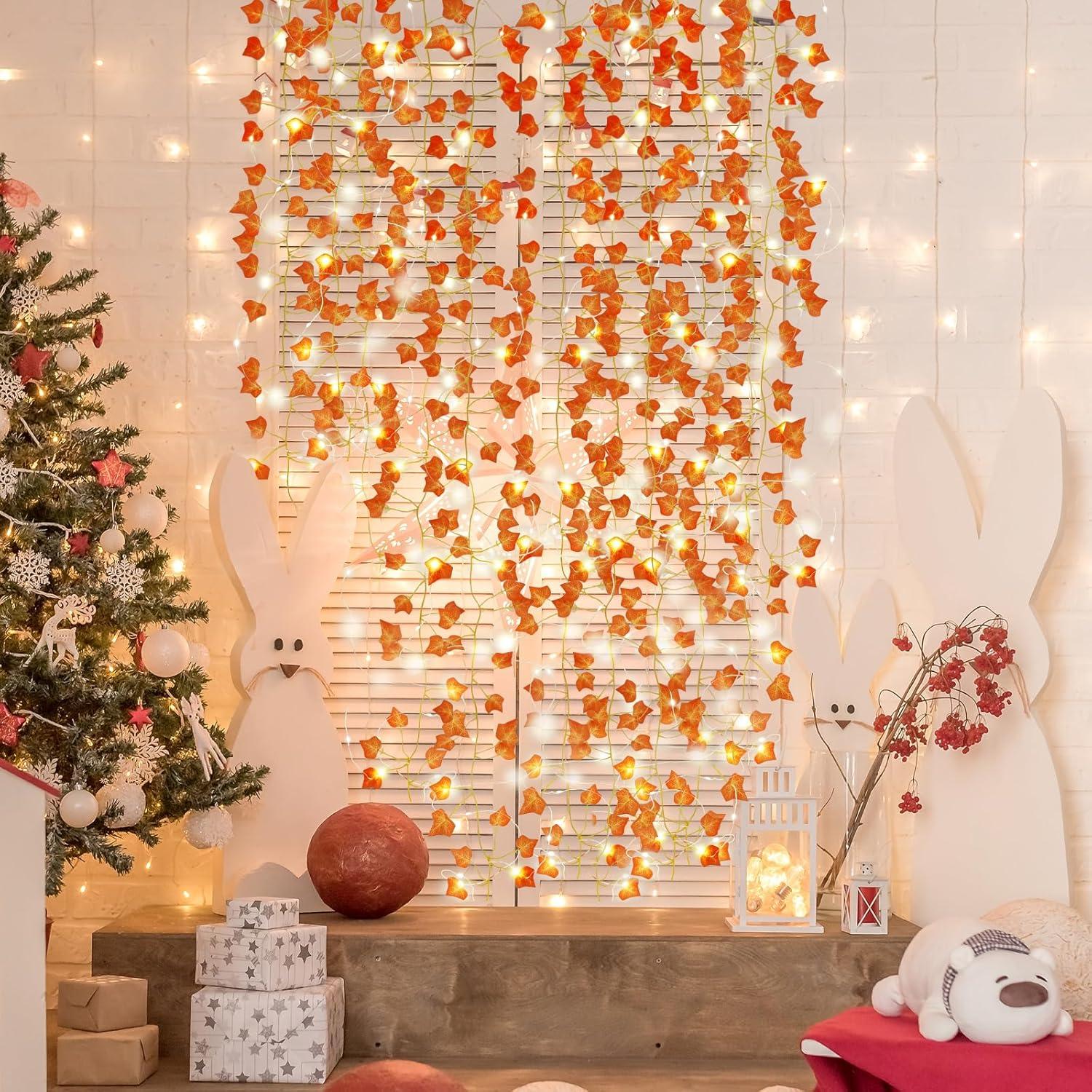 Guirnalda de Hiedra Falsa RECUTMS con Luces LED 12 Piezas