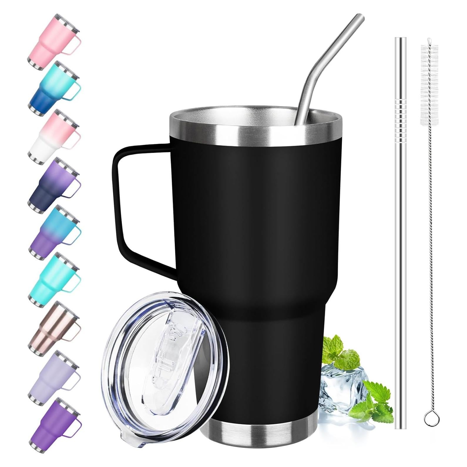 Vaso Térmico de Acero Inoxidable 30 oz GUDEMAO Negro con Asa