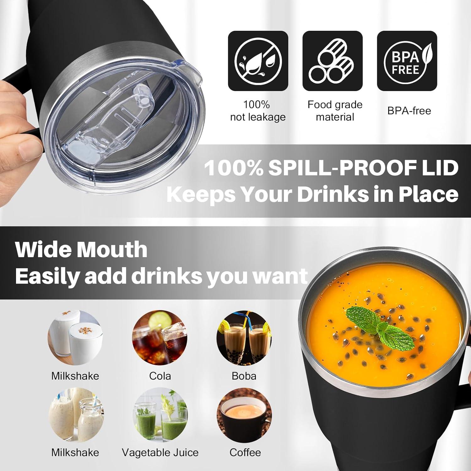 Vaso Térmico de Acero Inoxidable 30 oz GUDEMAO Negro con Asa