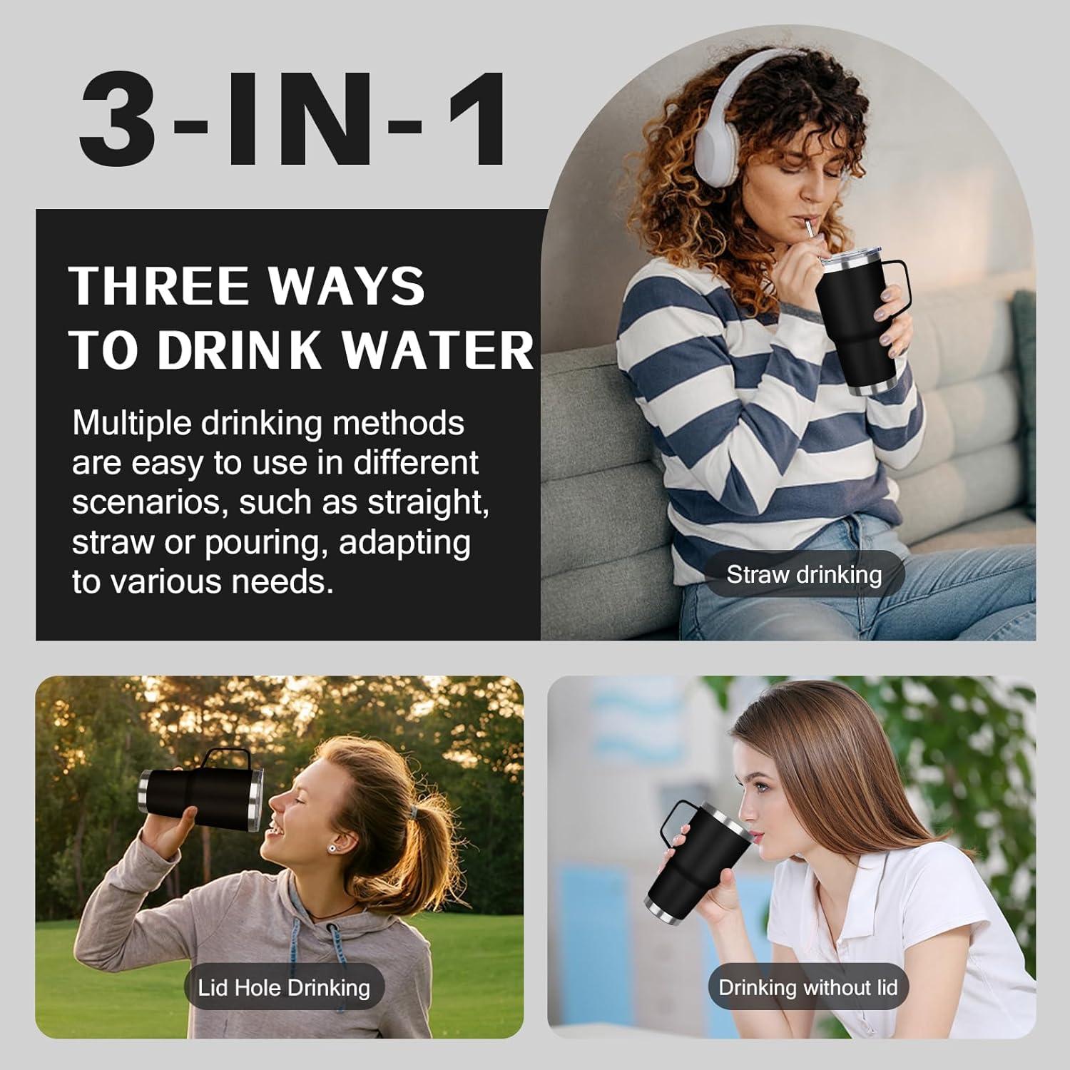 Vaso Térmico de Acero Inoxidable 30 oz GUDEMAO Negro con Asa