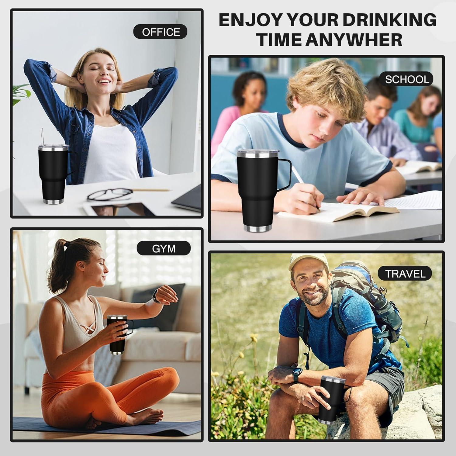 Vaso Térmico de Acero Inoxidable 30 oz GUDEMAO Negro con Asa