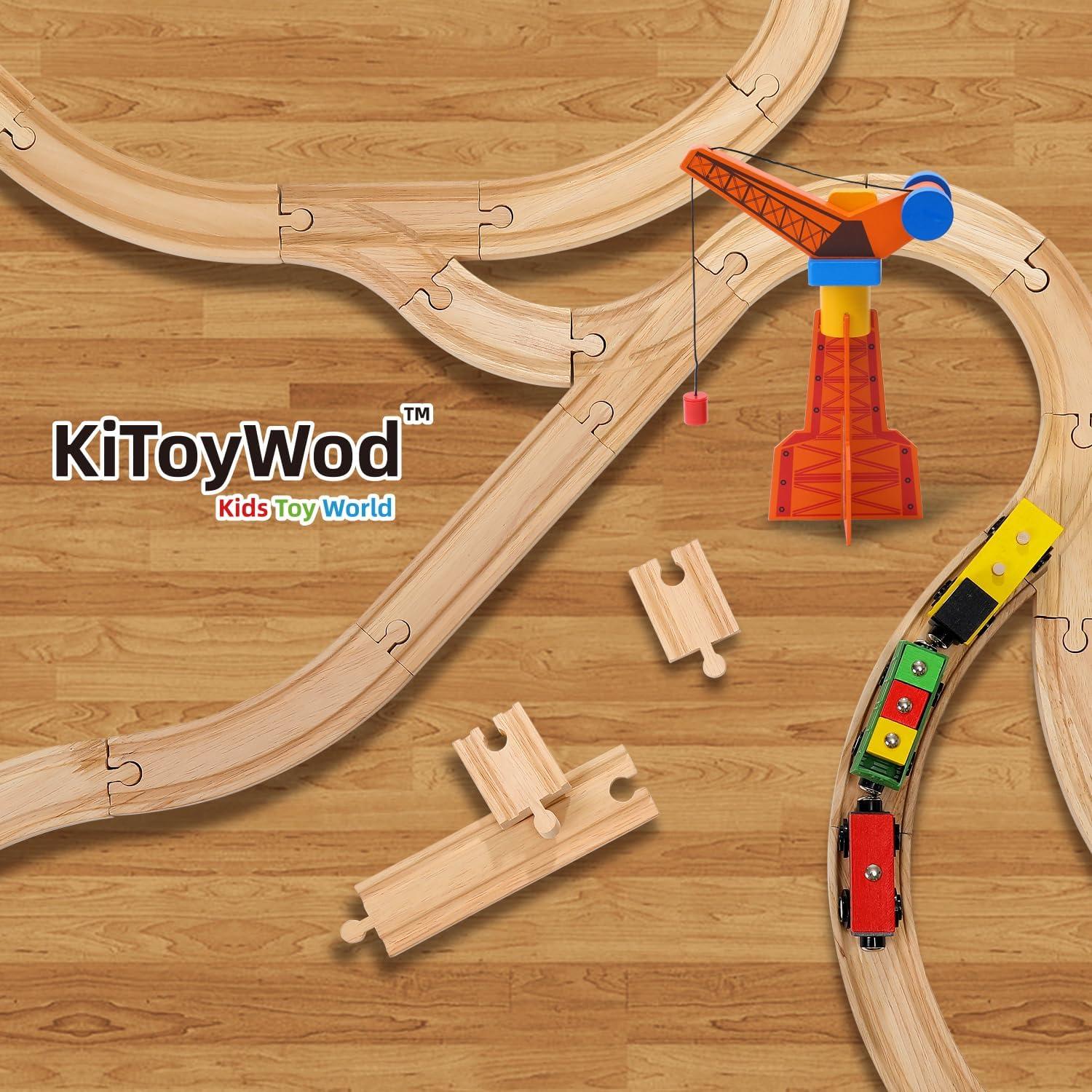 Juego de Pistas de Tren de Madera KiToyWod 62 Piezas