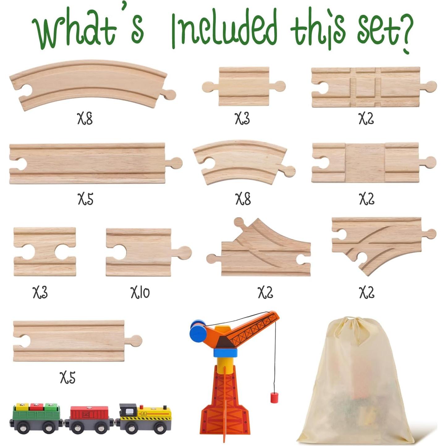 Juego de Pistas de Tren de Madera KiToyWod 62 Piezas