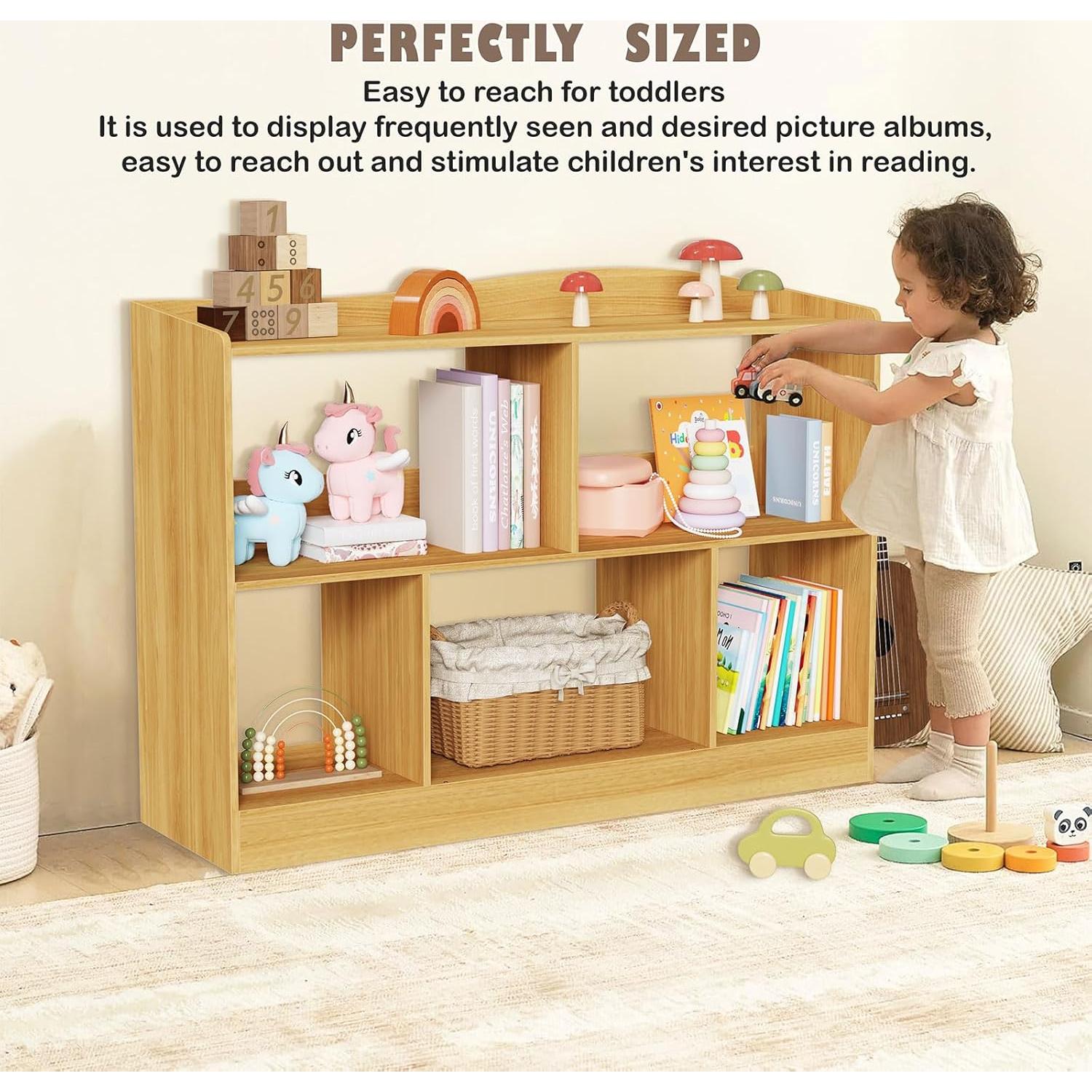 Estantería Montessori Lkeiyay 5 Secciones Madera Natural