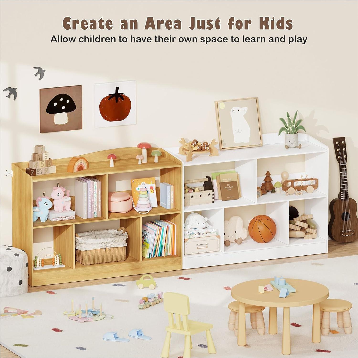 Estantería Montessori Lkeiyay 5 Secciones Madera Natural