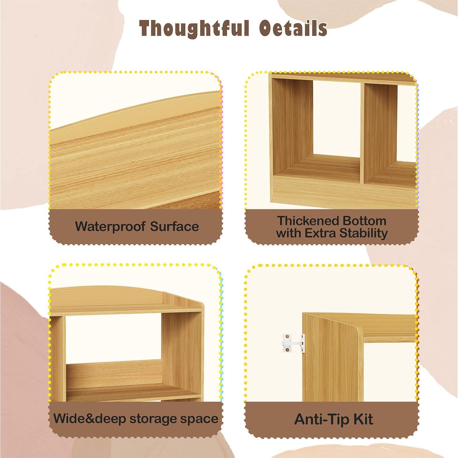 Estantería Montessori Lkeiyay 5 Secciones Madera Natural