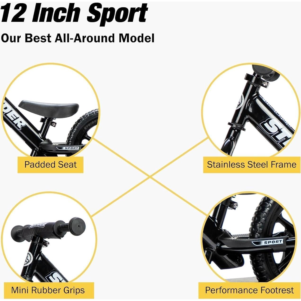 Bicicleta de Equilibrio Strider 12 Pro - Negra - 6 Meses a 4 Años