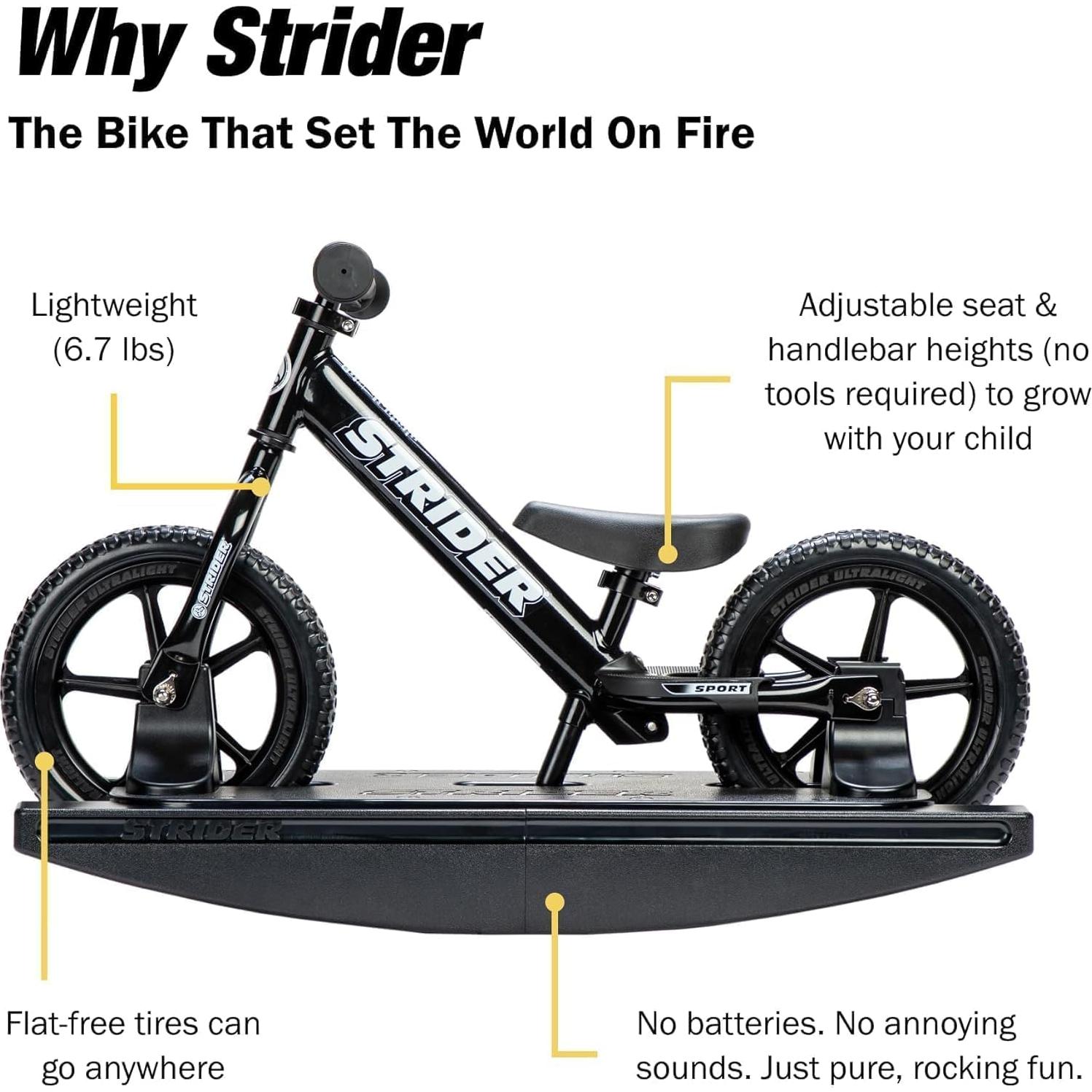 Bicicleta de Equilibrio Strider 12 Pro - Negra - 6 Meses a 4 Años