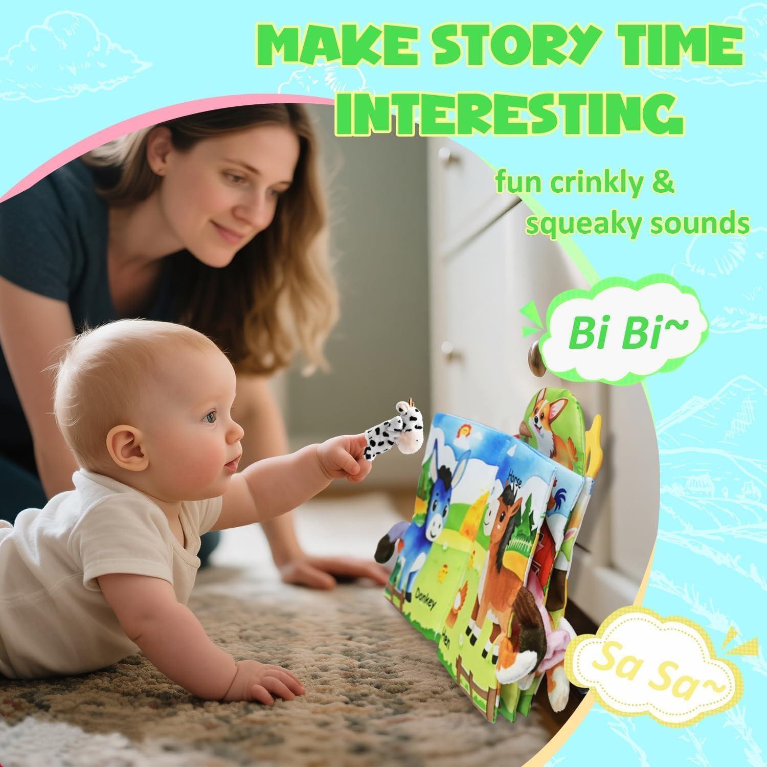 Libros Arrugados de Granja Kimicare con 10 Marionetas para Bebés