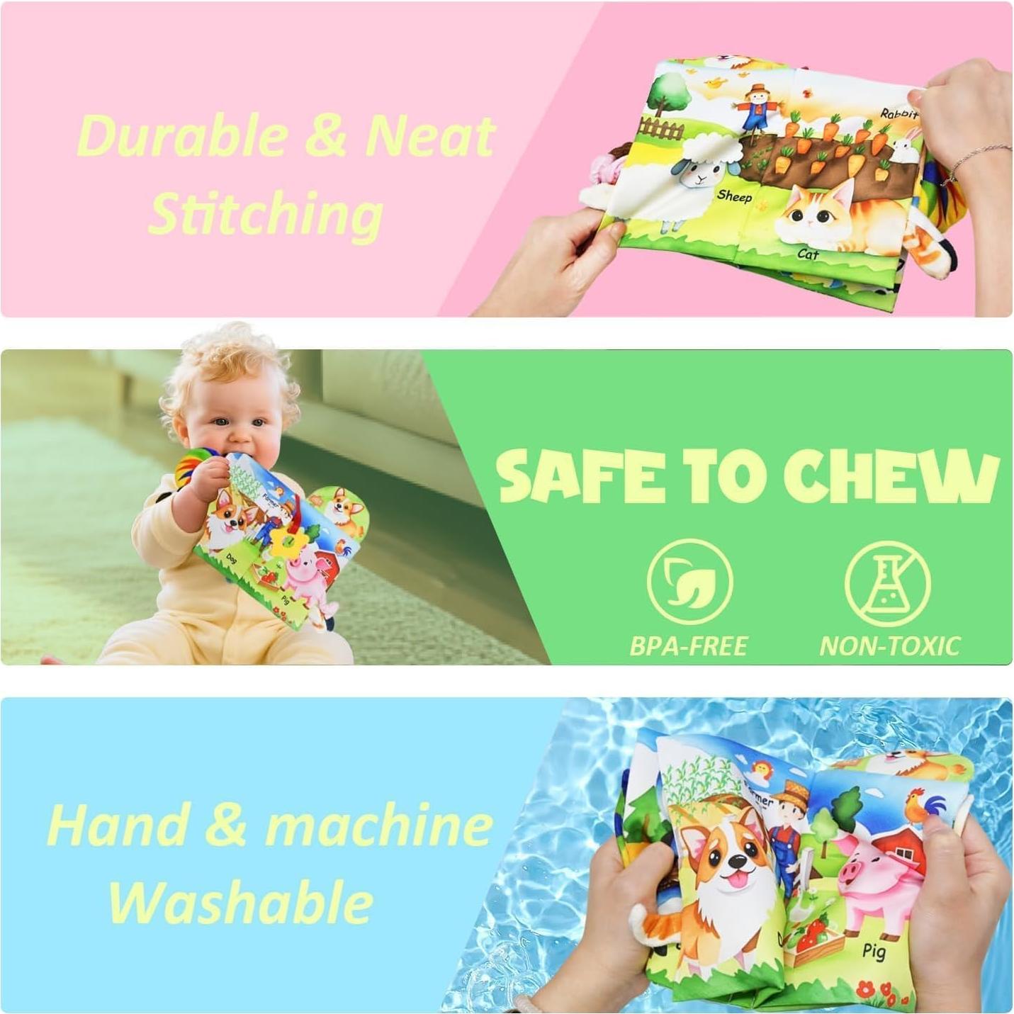 Libros Arrugados de Granja Kimicare con 10 Marionetas para Bebés