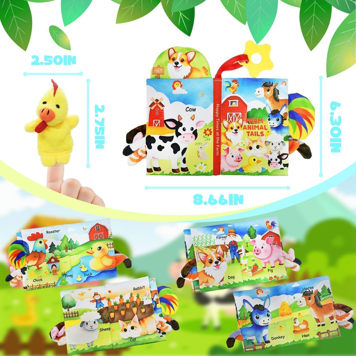 Libros Arrugados de Granja Kimicare con 10 Marionetas para Bebés