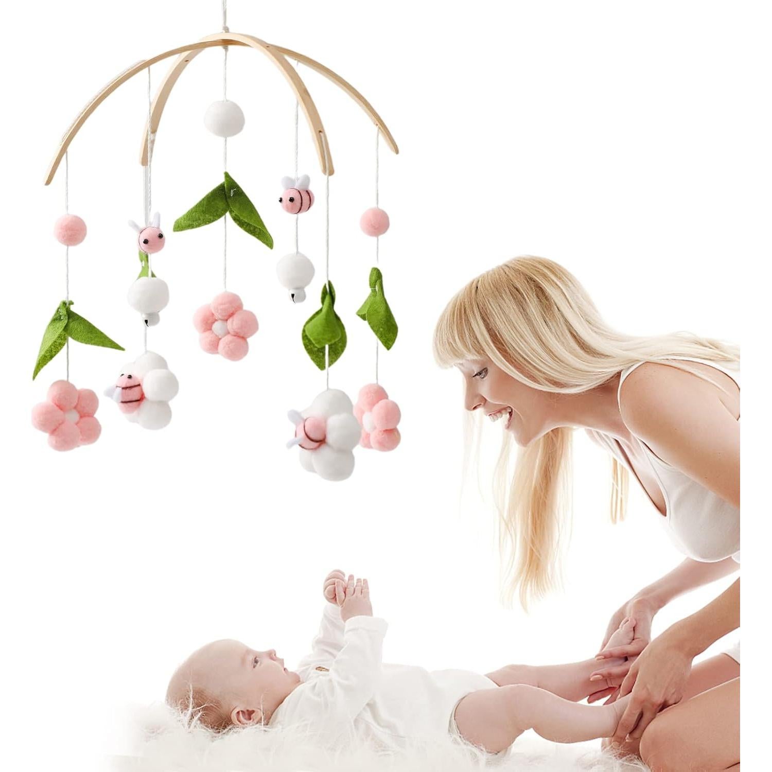 Móvil de Cuna Musical Mamimami Home Abejas Rosa 23.3cm