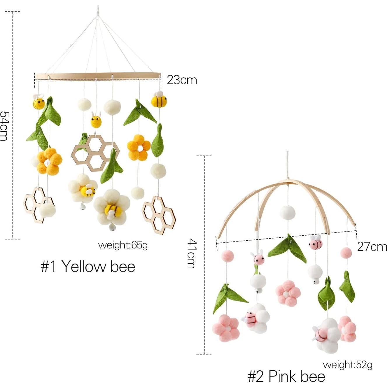 Móvil de Cuna Musical Mamimami Home Abejas Rosa 23.3cm