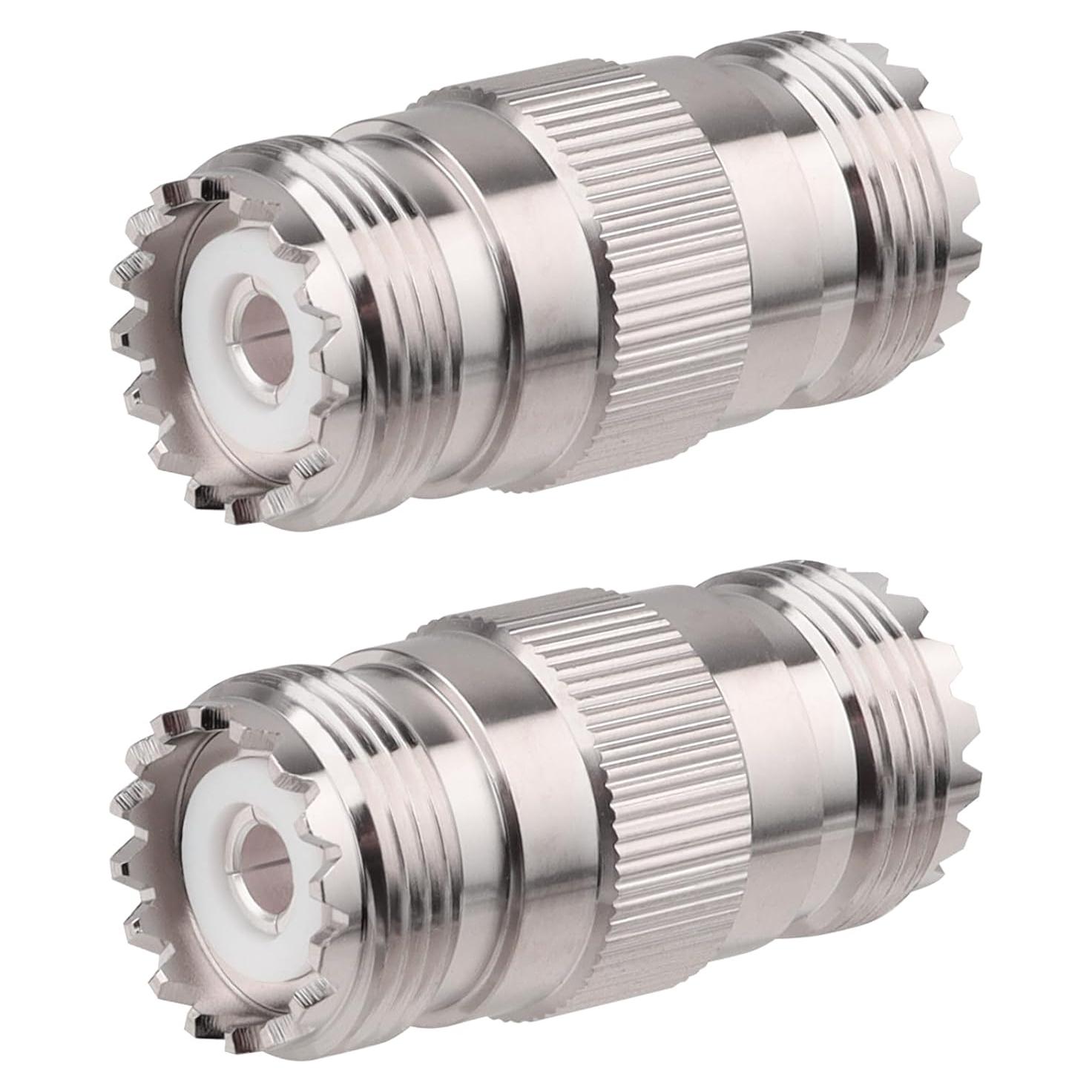 Paquete de 2 Adaptadores UHF SO239 Femenino a Femenino 50 Ohm