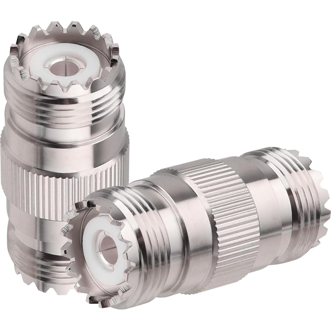 Paquete de 2 Adaptadores UHF SO239 Femenino a Femenino 50 Ohm