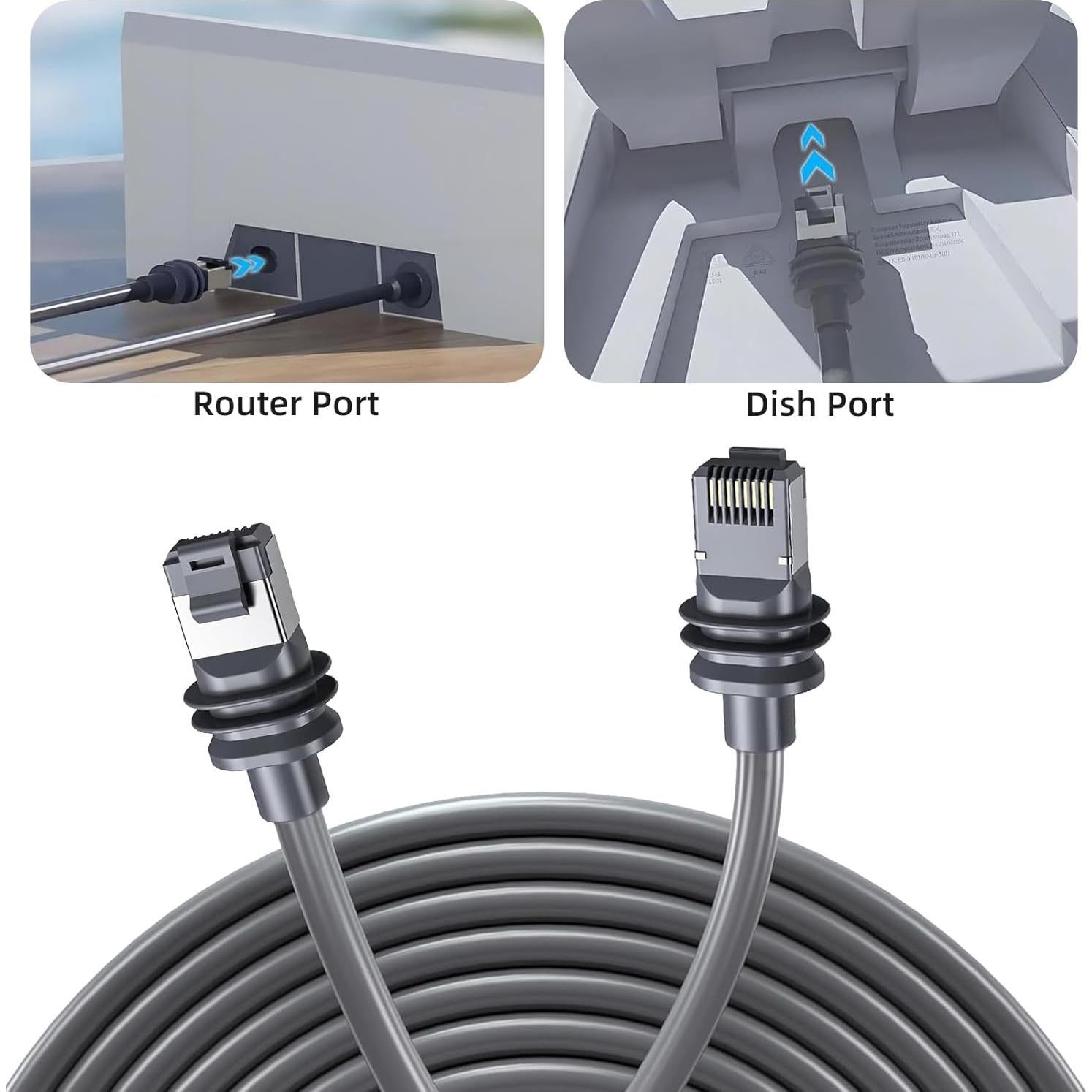Cable de Reemplazo Koolertron Starlink Gen 3 30.48m Impermeable