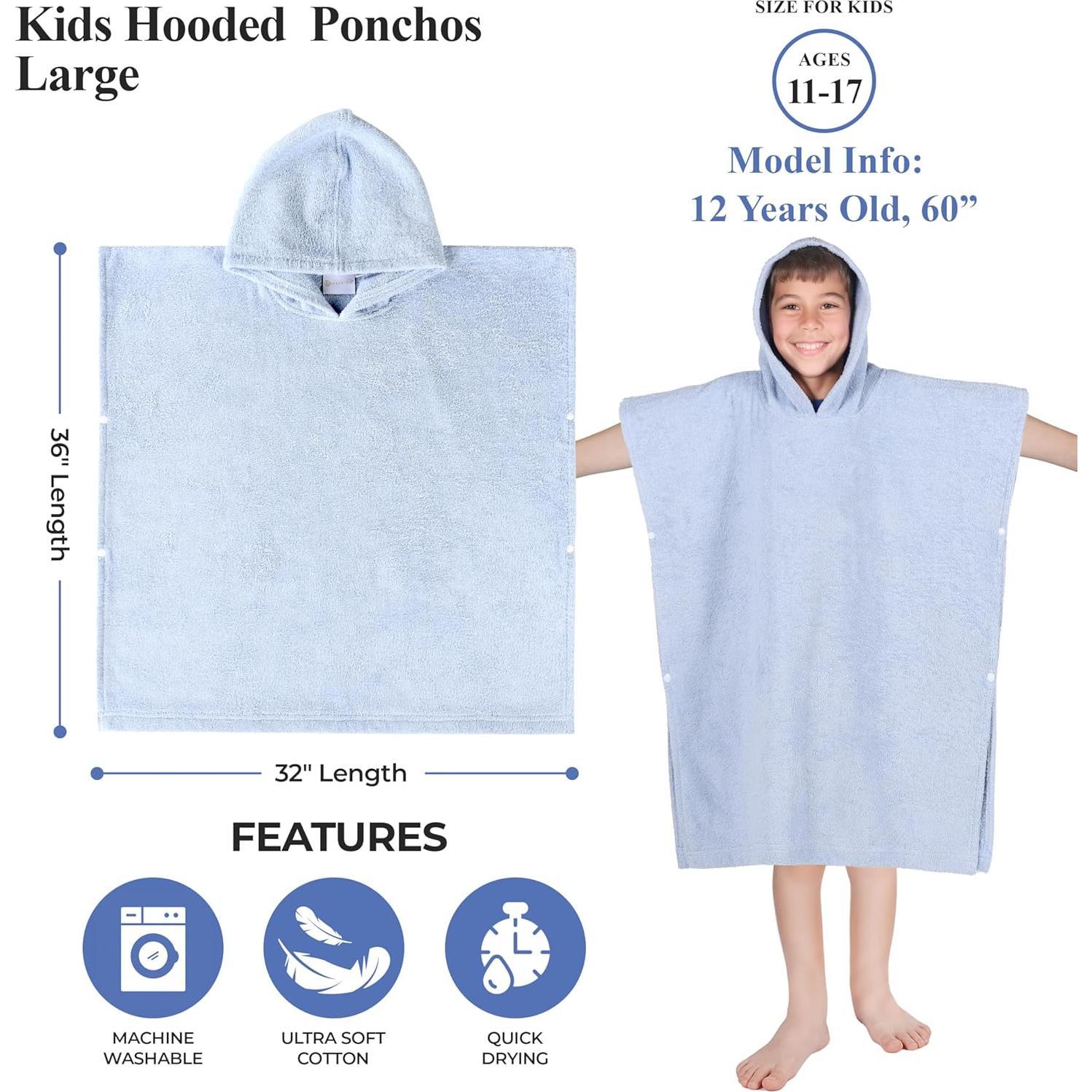 Poncho de Toalla de Baño Superior para Niños Algodón Azul