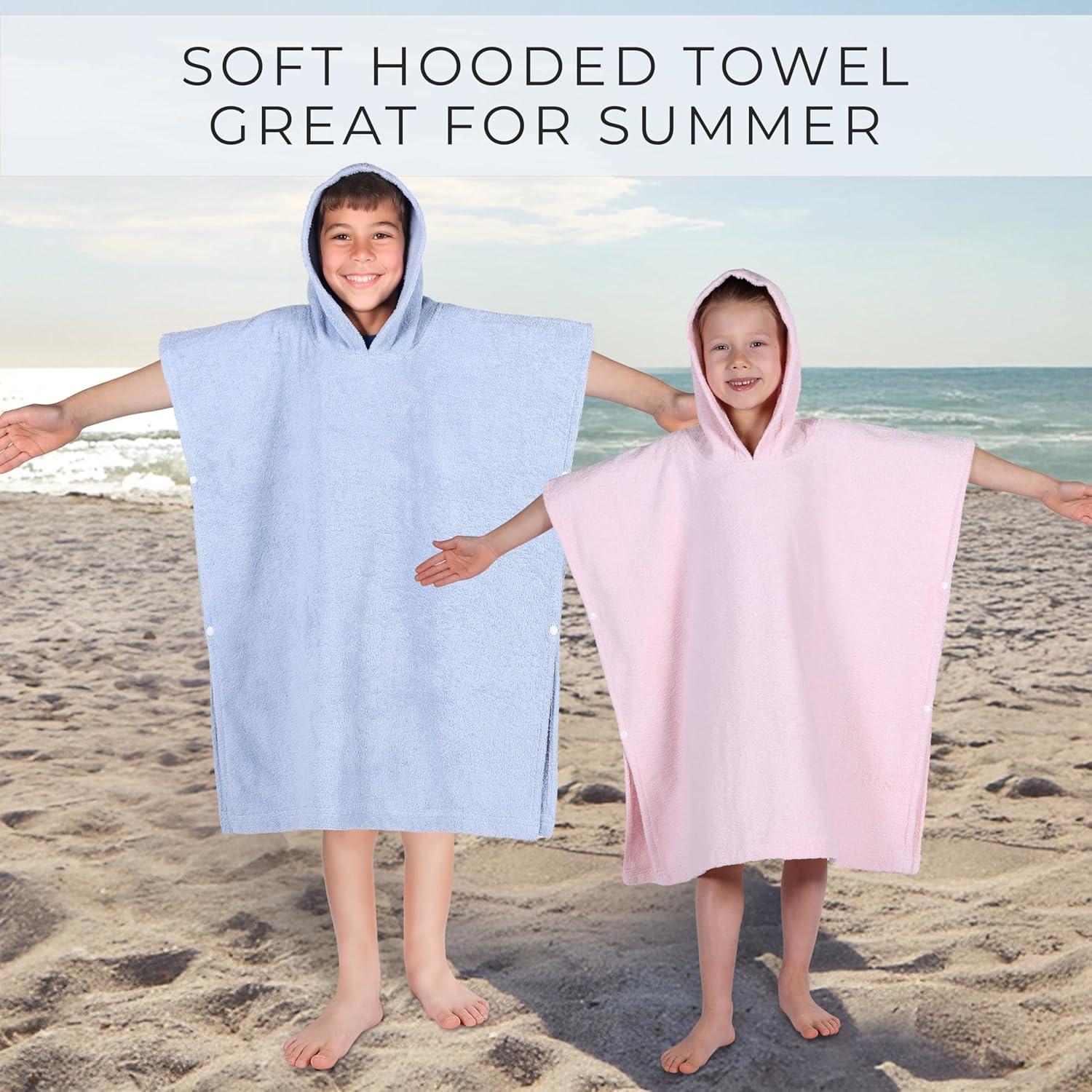 Poncho de Toalla de Baño Superior para Niños Algodón Azul