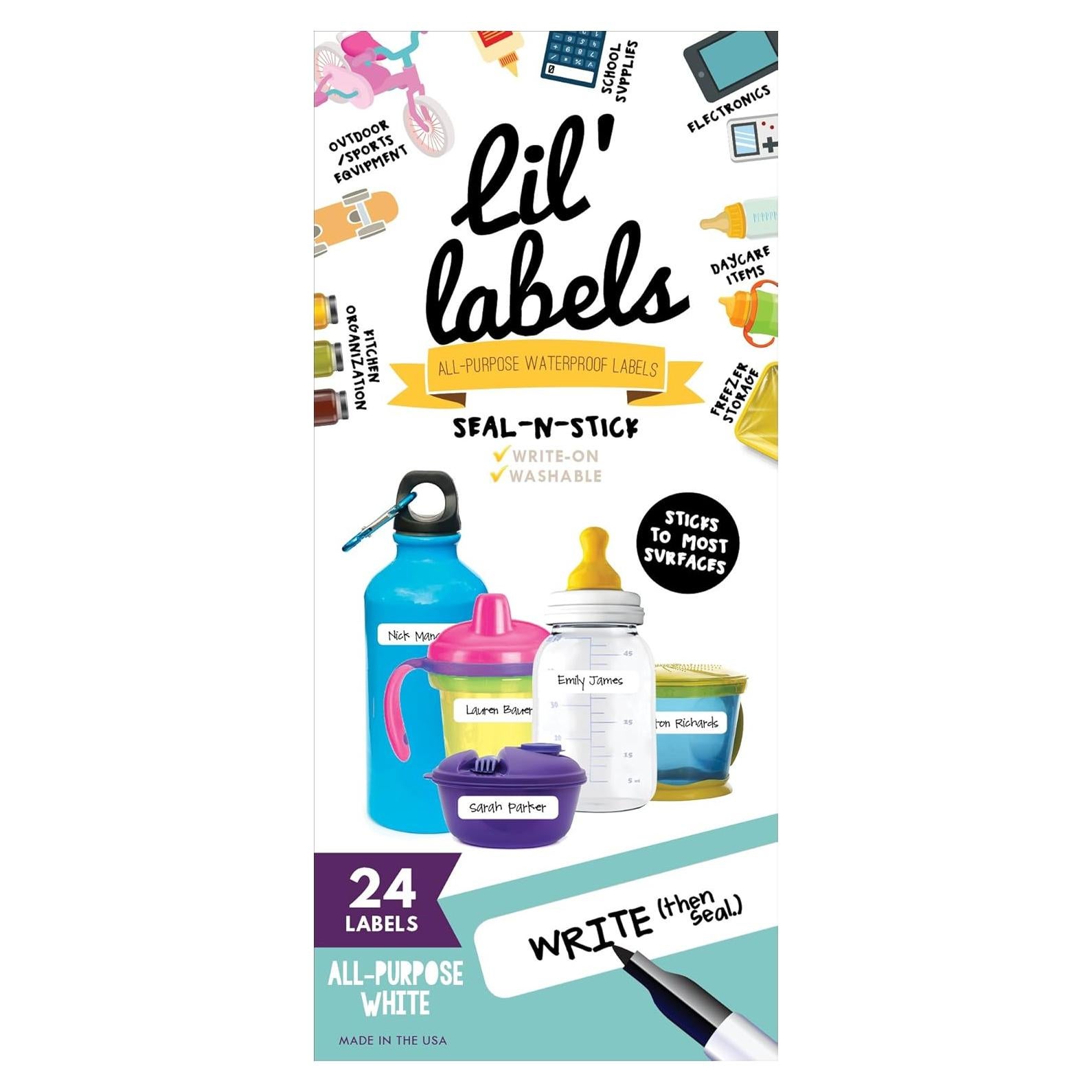 Removeable, Write-On Food Labels, Waterproof, Multipurpose, Freezer Safe, Self-Laminating Label, Dishwasher-Safe for Home Organization and Kitchen Labels (All-Purpose White), Made in The USA