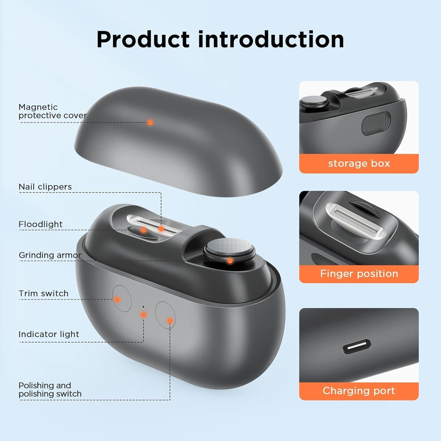 Cortauñas Eléctrico 3 en 1 Shenzhen M7 con Luz LED