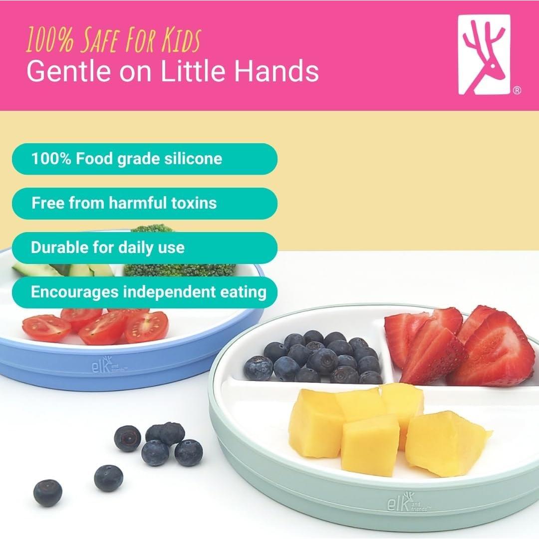 Platos Divididos de Porcelana Elk y Amigos 17 cm para Niños