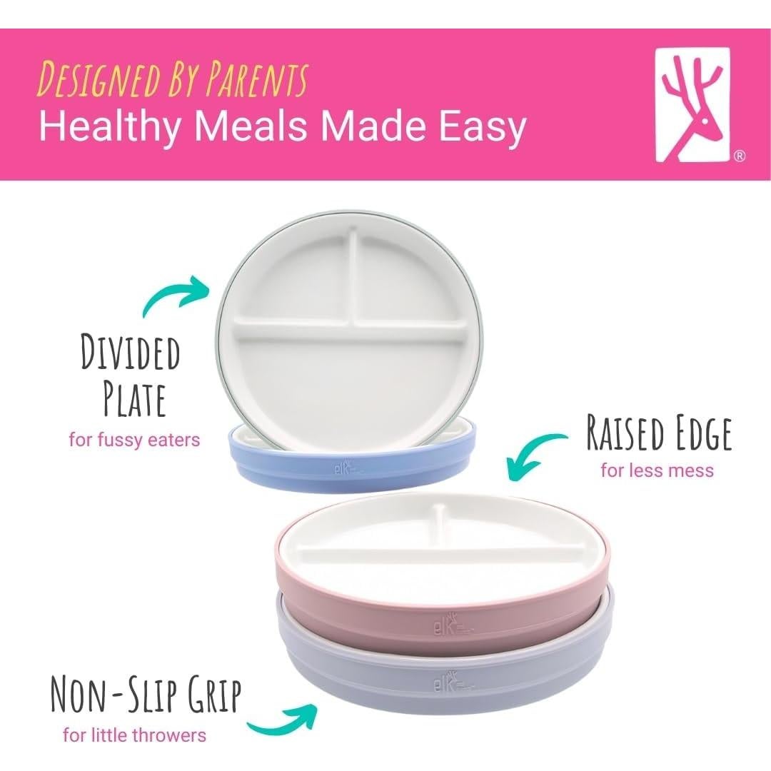 Platos Divididos de Porcelana Elk y Amigos 17 cm para Niños