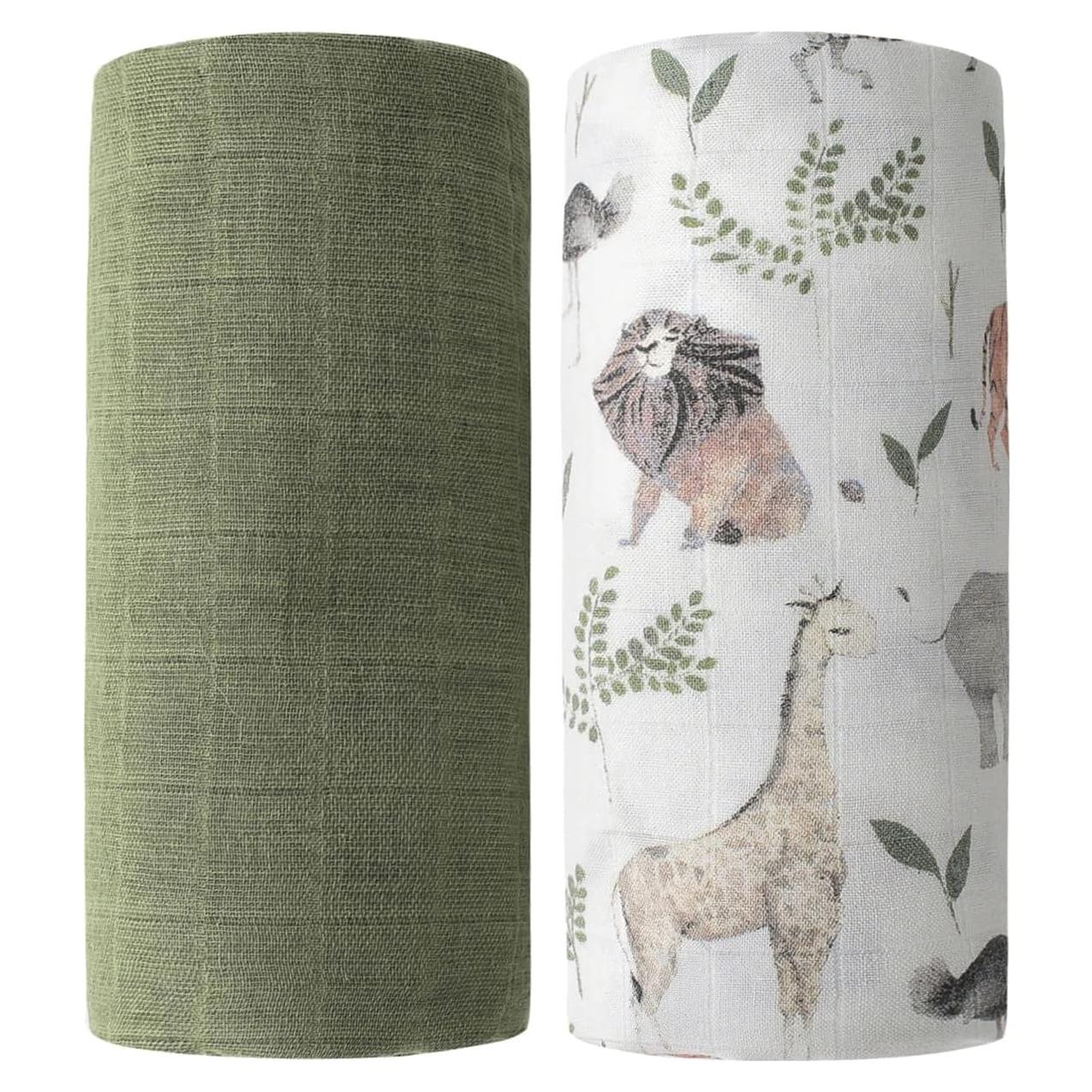 Mantas de Muselina Pequeño Salto - 2 Unidades Selva y Verde