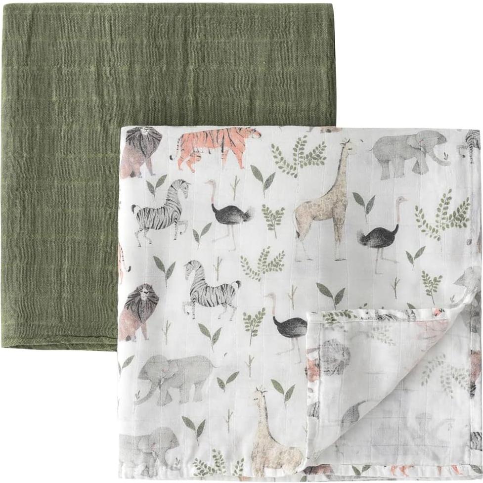 Mantas de Muselina Pequeño Salto - 2 Unidades Selva y Verde
