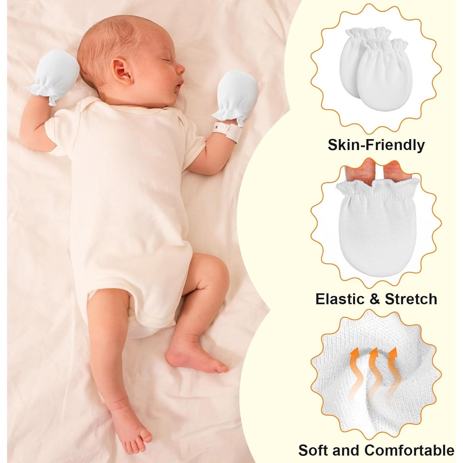 Mitones para Bebés Prematuros Vabean - 12 Pares Algodón Sin Rasguños