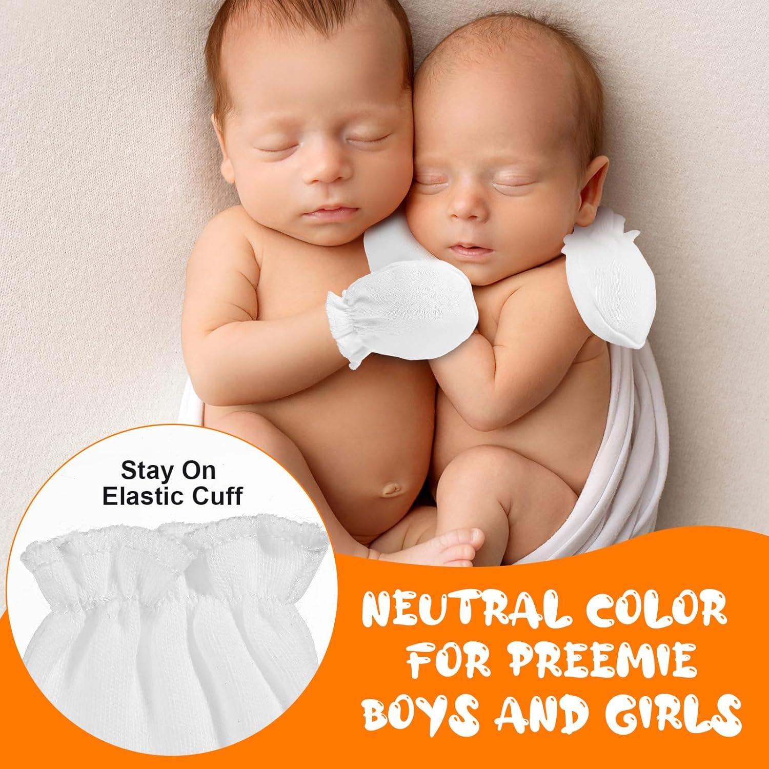 Mitones para Bebés Prematuros Vabean - 12 Pares Algodón Sin Rasguños