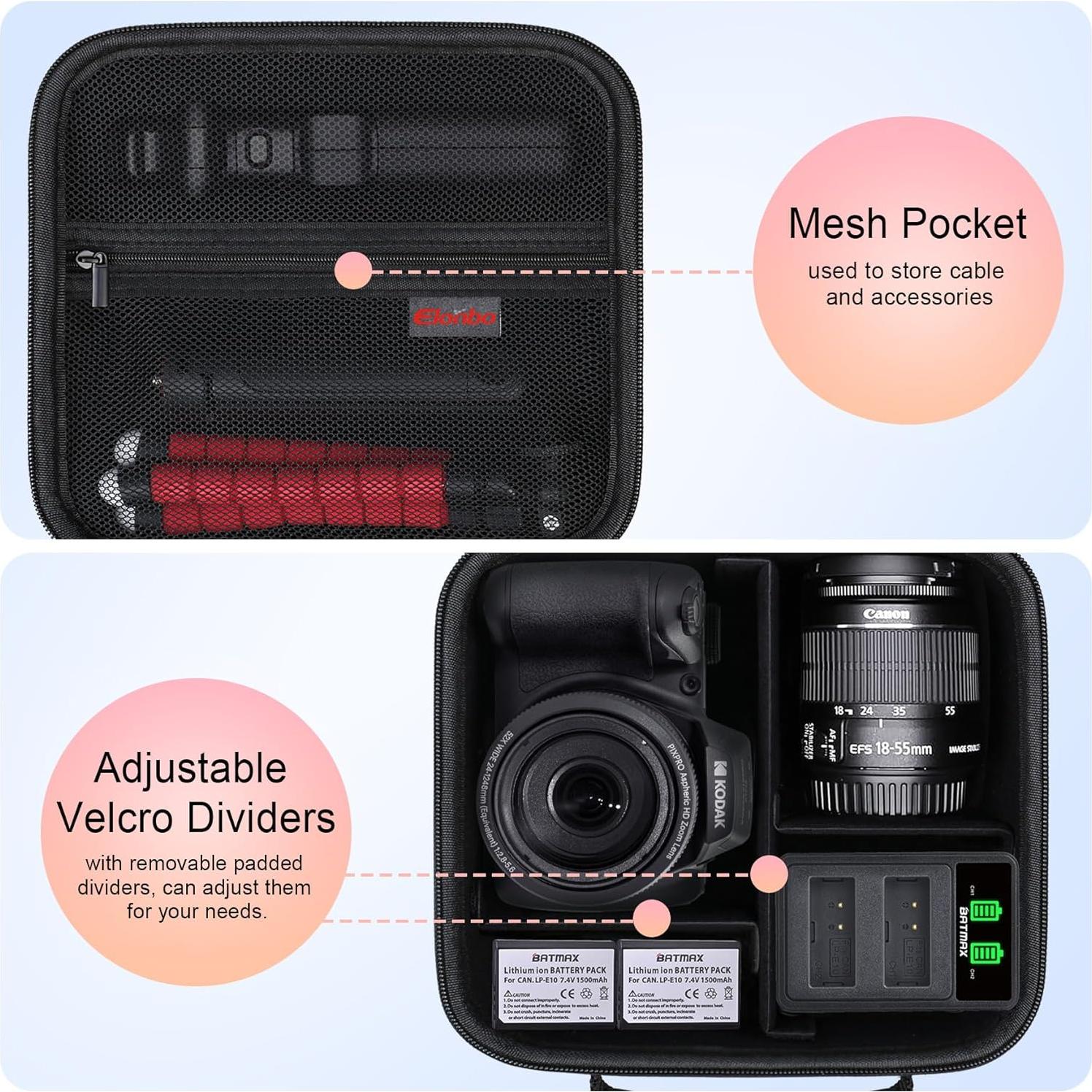 Funda de transporte Elonbo para cámara Kodak PIXPRO AZ528 negra