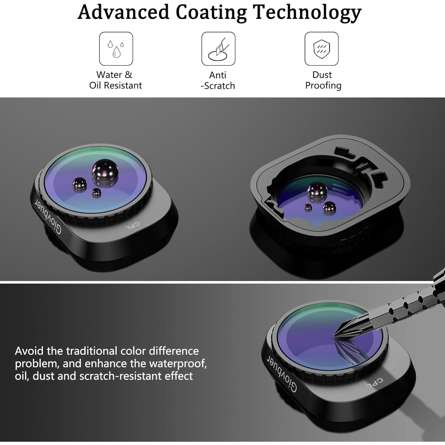 Juego de Filtros ND 6 en 1 Giovbuer para DJI Mini 4 Pro