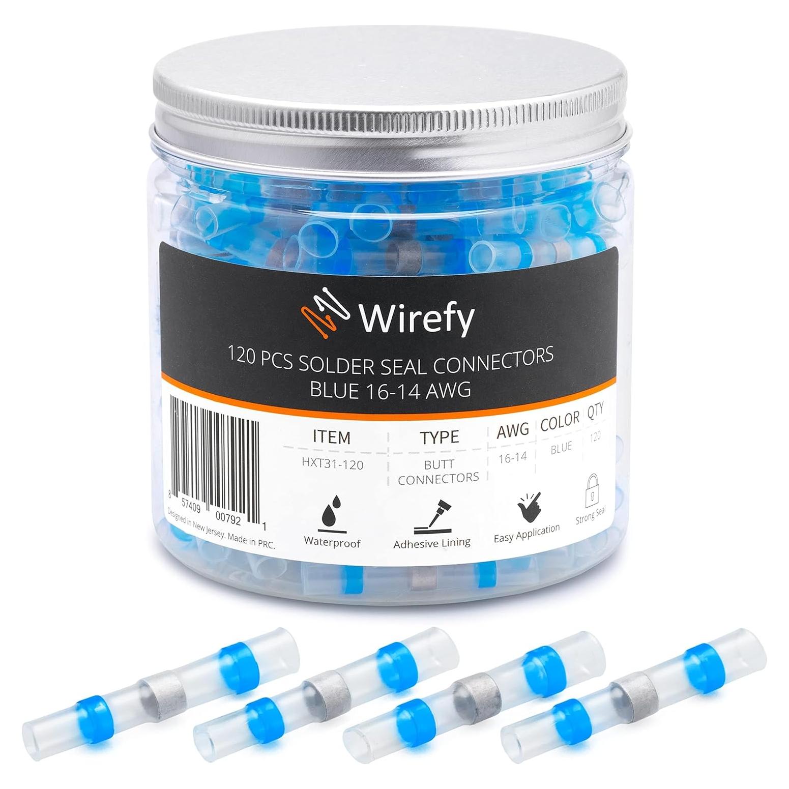 Conectores de Cable de Soldadura Wirefy 120 PCS Azul 16-14 AWG