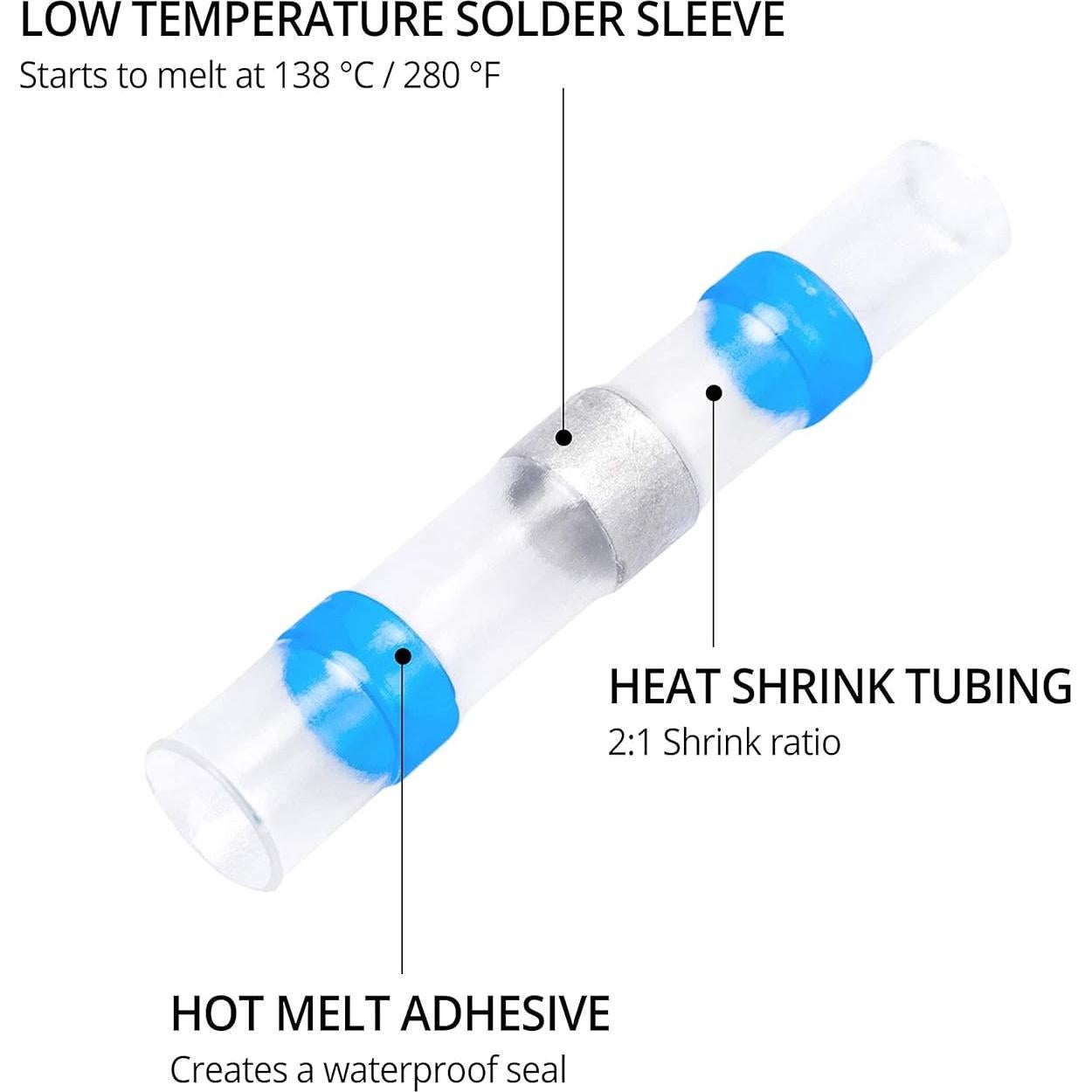 Conectores de Cable de Soldadura Wirefy 120 PCS Azul 16-14 AWG