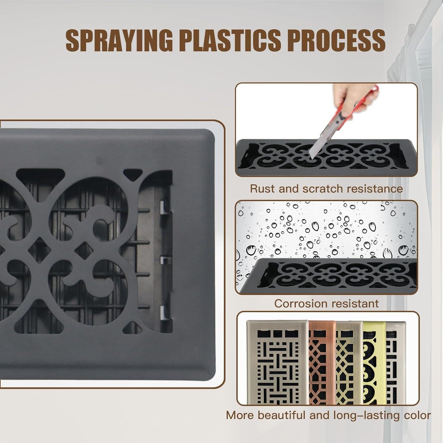 2 Ventilaciones de Piso Jatohome 4x10 Pulgadas Negro