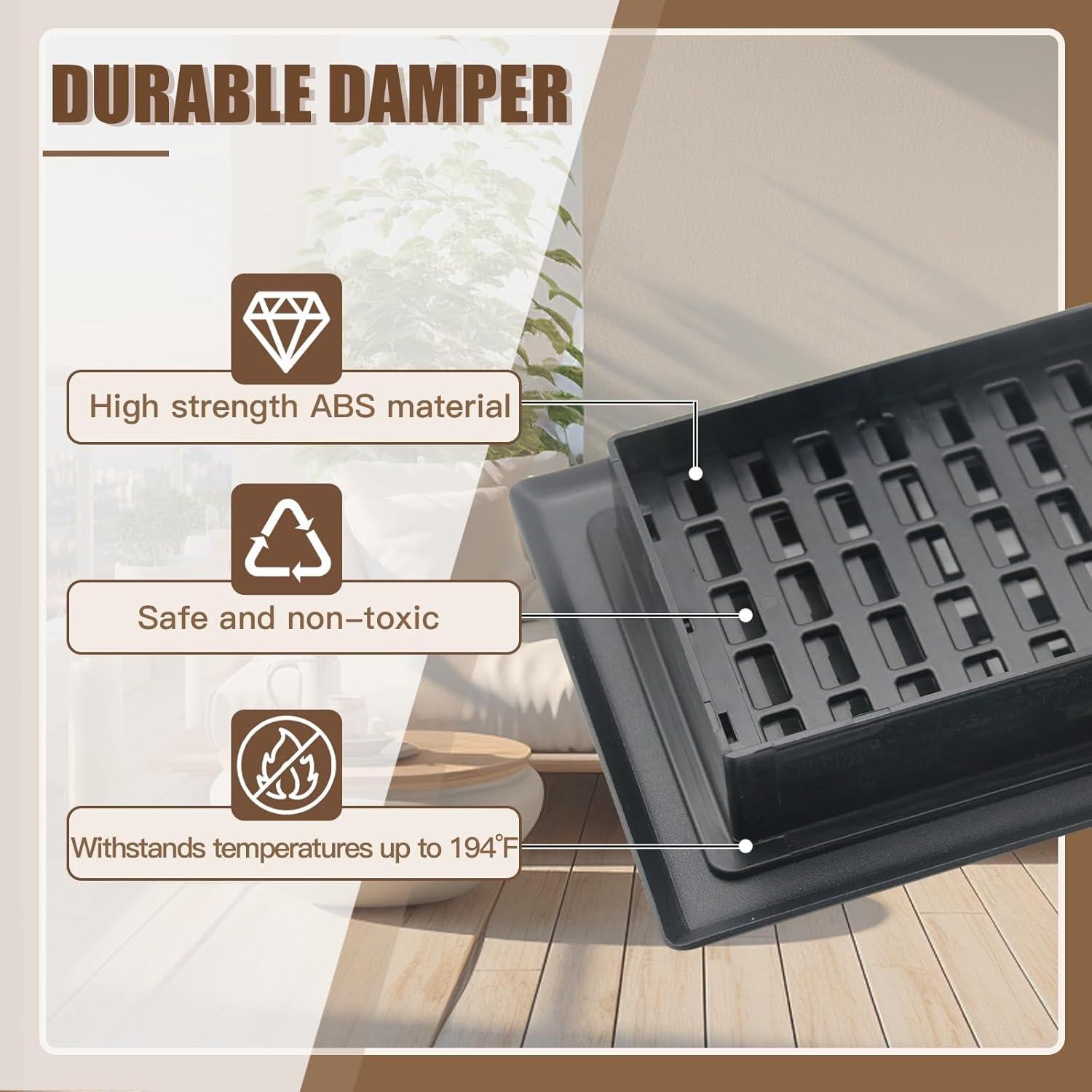 Rejillas de Piso Ajustables Jatohome 4x10 Pulgadas Negro 2 Pcs