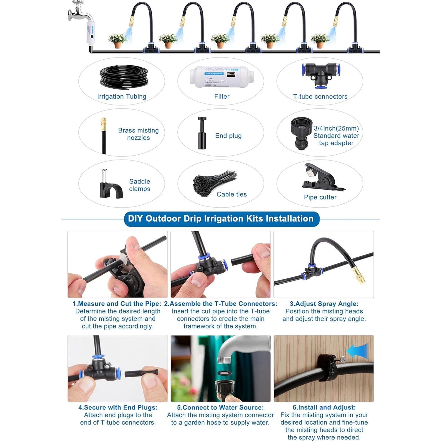 Kit de Riego por Goteo Automático Mornajina 15.24m con Filtro