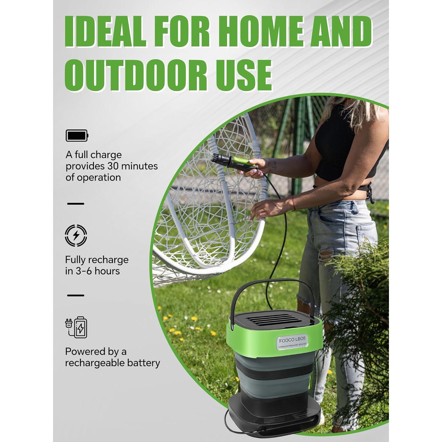 Pulverizador Eléctrico Inalámbrico FOOCO LB05 12.1L Auto-Retráctil