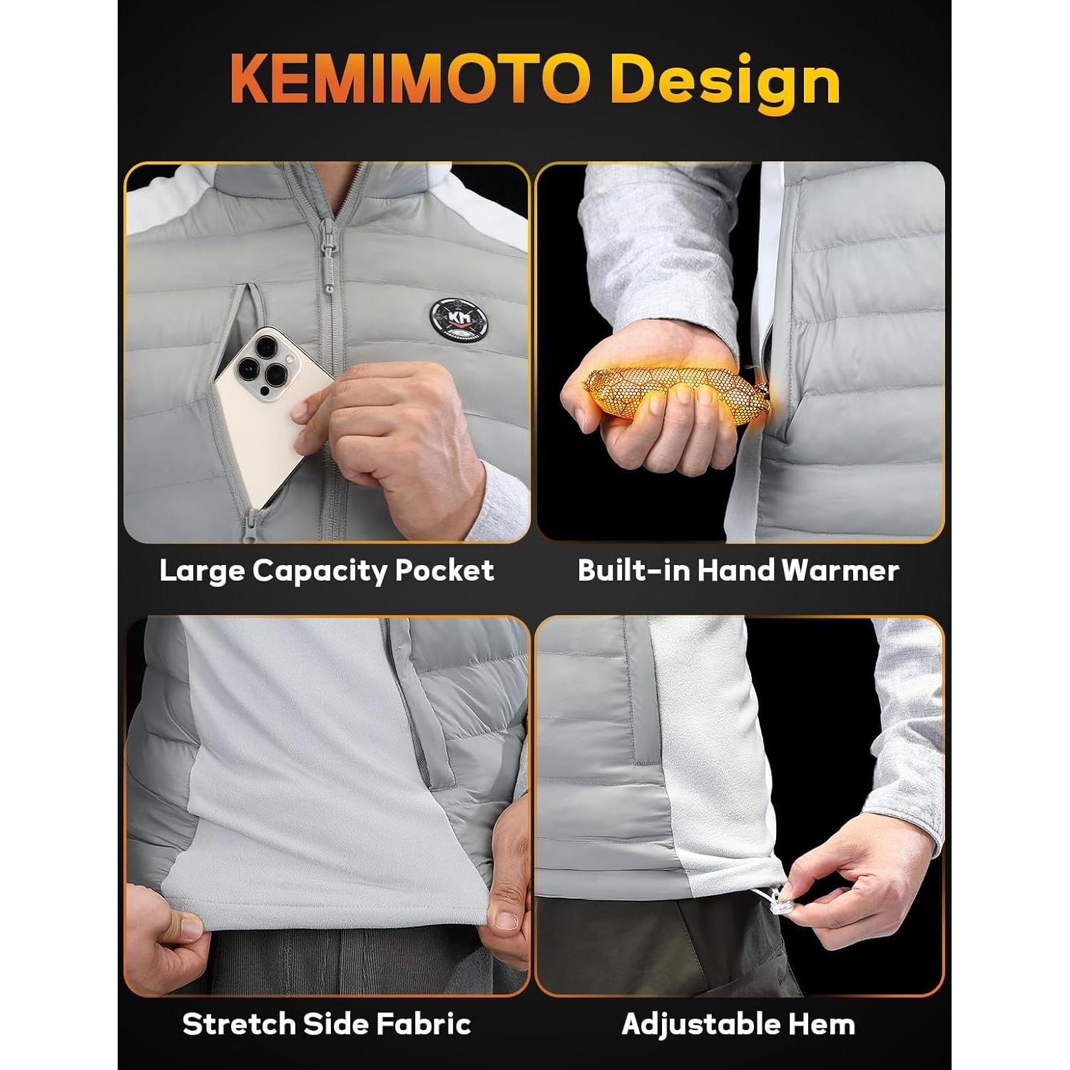 Chaleco Térmico KEMIMOTO Calentado para Hombres Gris XL