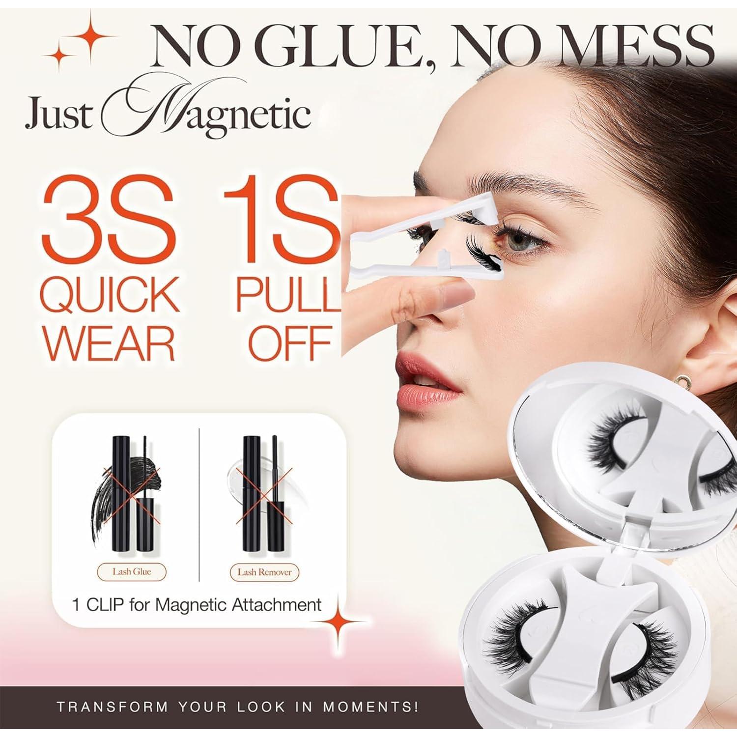 Pestañas Magnéticas Reutilizables Fvaql con Aplicador Natural