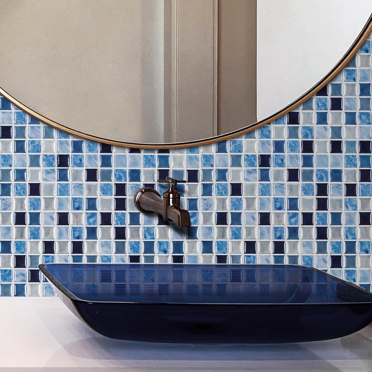 Alwayspon 10 Hojas Azulejos Vinilo 30.5x30.5cm 3D Impermeables