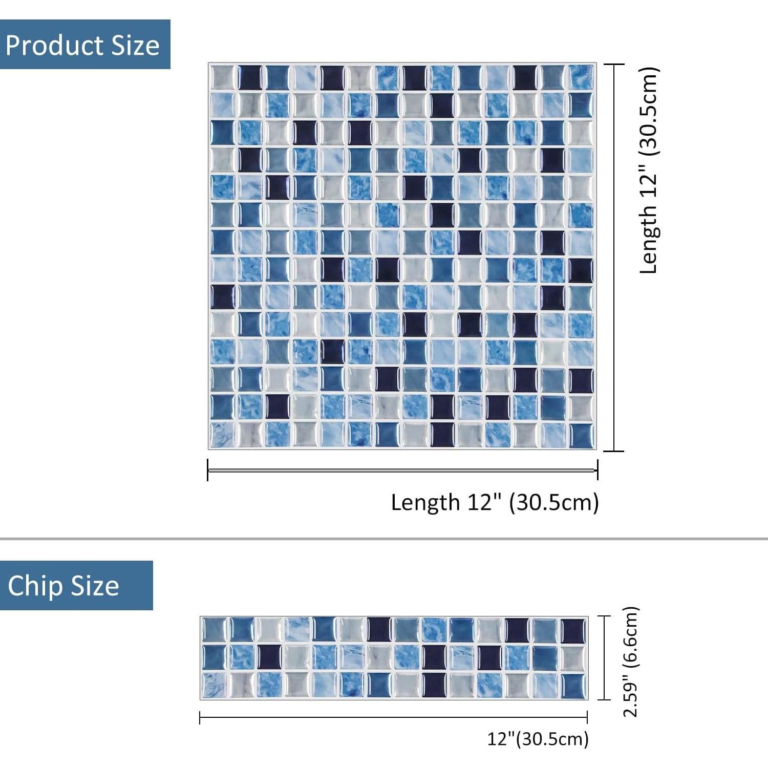 Alwayspon 10 Hojas Azulejos Vinilo 30.5x30.5cm 3D Impermeables