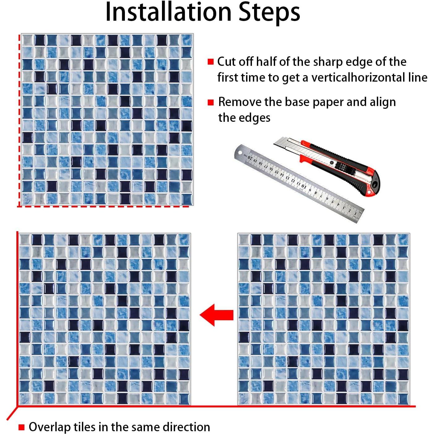 Alwayspon 10 Hojas Azulejos Vinilo 30.5x30.5cm 3D Impermeables