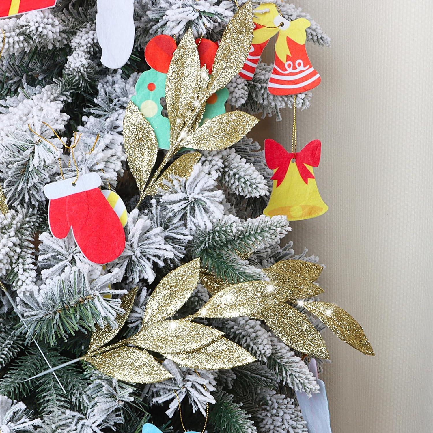 KIMOBER 20 Ramas Artificiales Doradas para Decoración Navideña