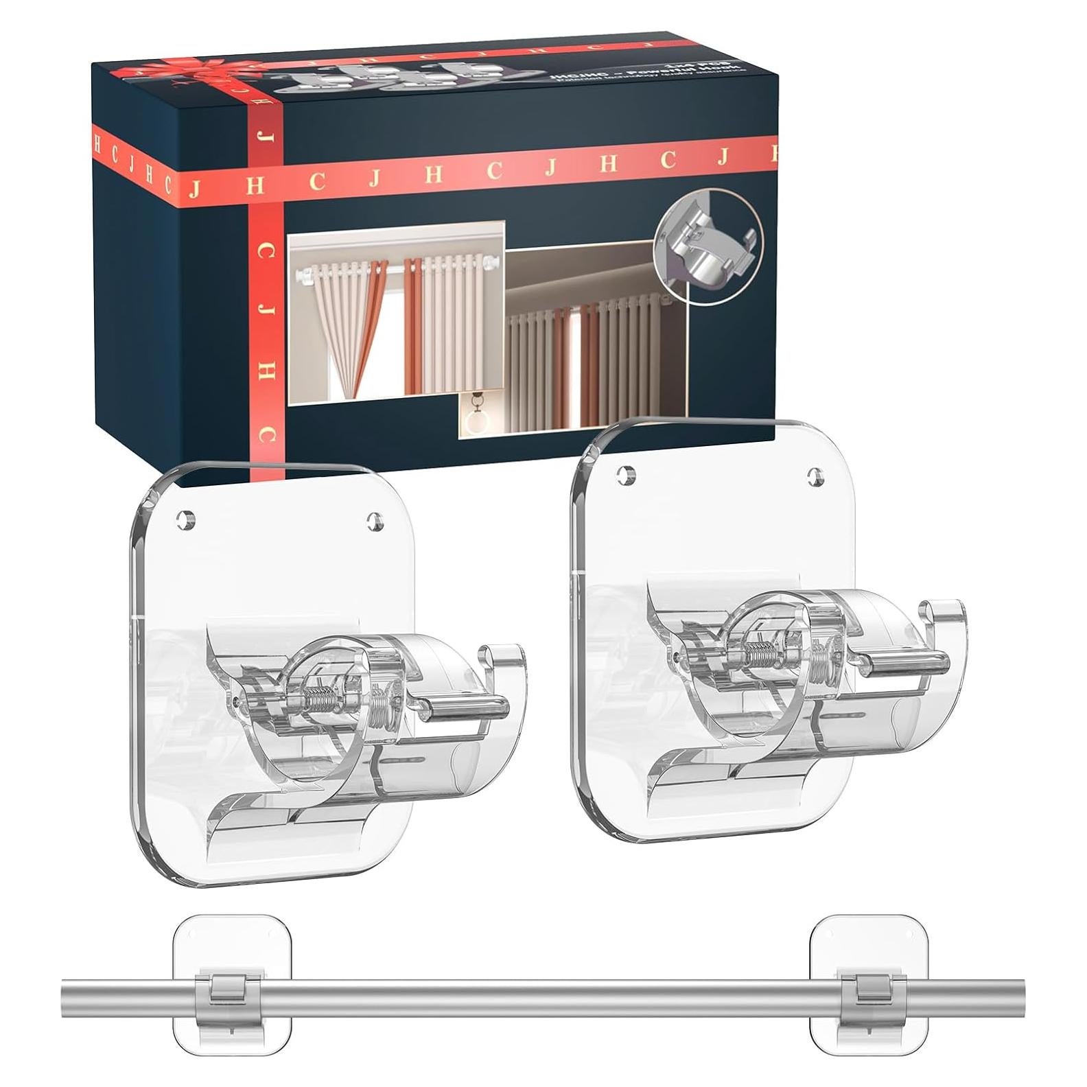 Soportes de Barra de Cortina Autoadhesivos JHCJHC - 2 Piezas
