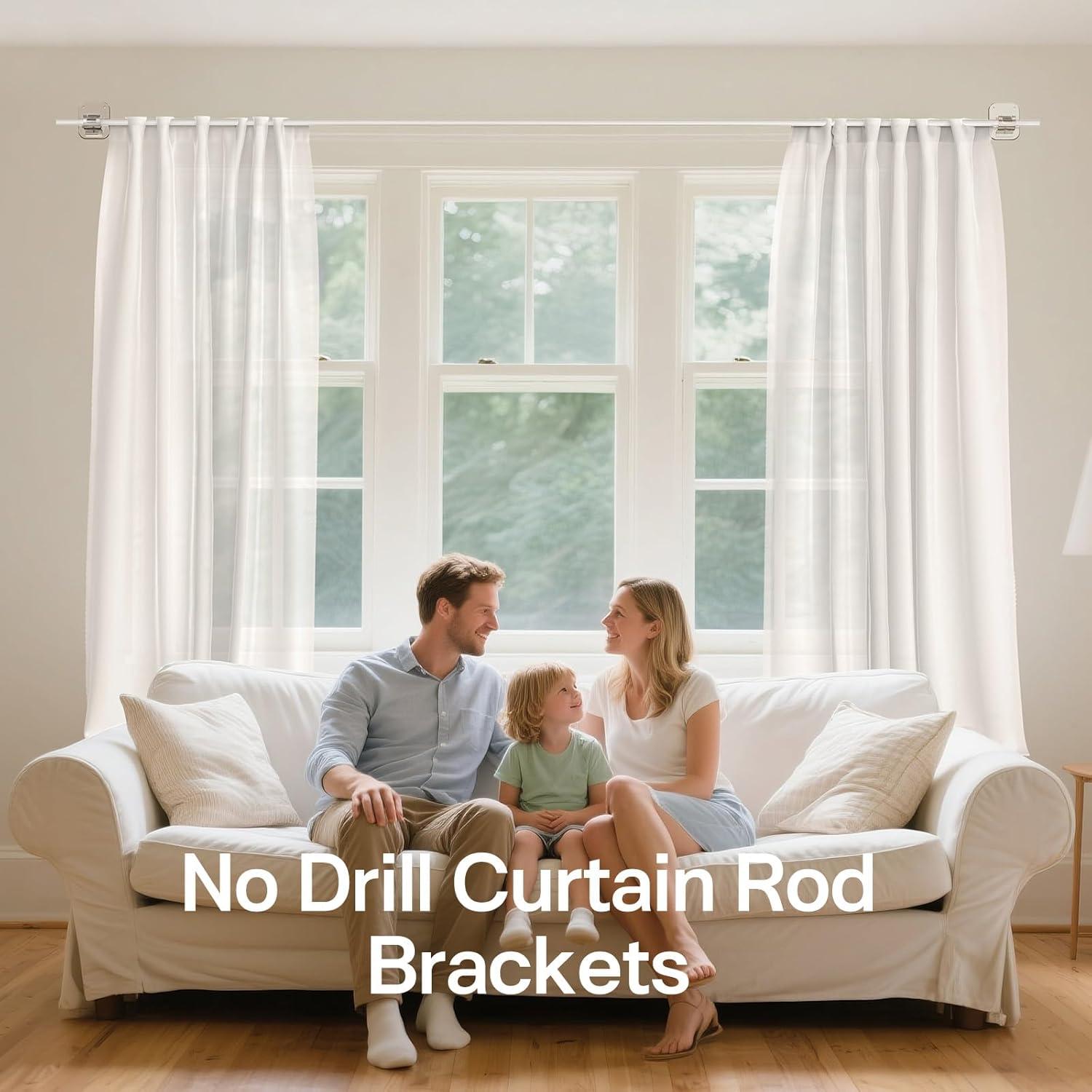 Soportes de Barra de Cortina Autoadhesivos JHCJHC - 2 Piezas