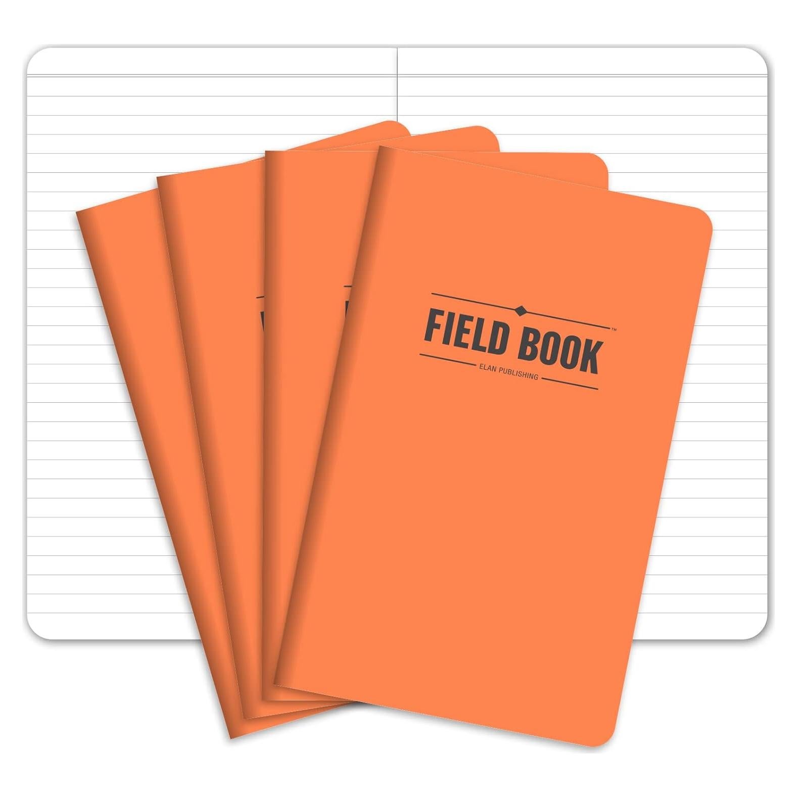 Cuaderno de Campo Elan Publishing 5x8" Naranja - Paquete de 4