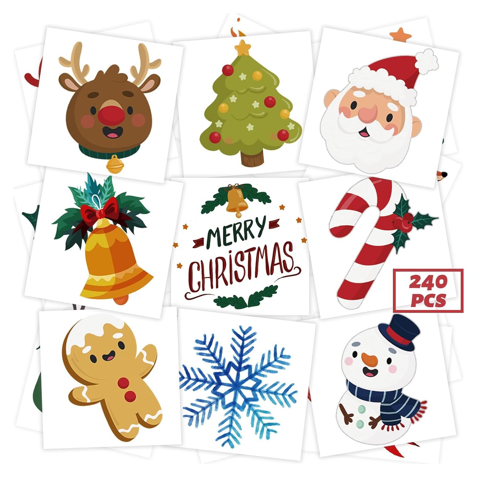 Tatuajes Temporales de Navidad Winthrop 240 Pcs para Niños