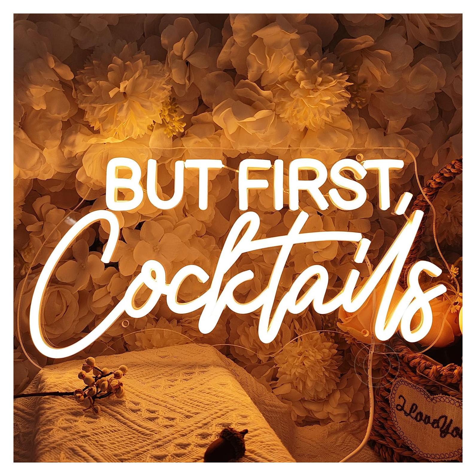 Señal de Luz de Neón LED SYLHOME 40x20cm Pero Primero Cócteles