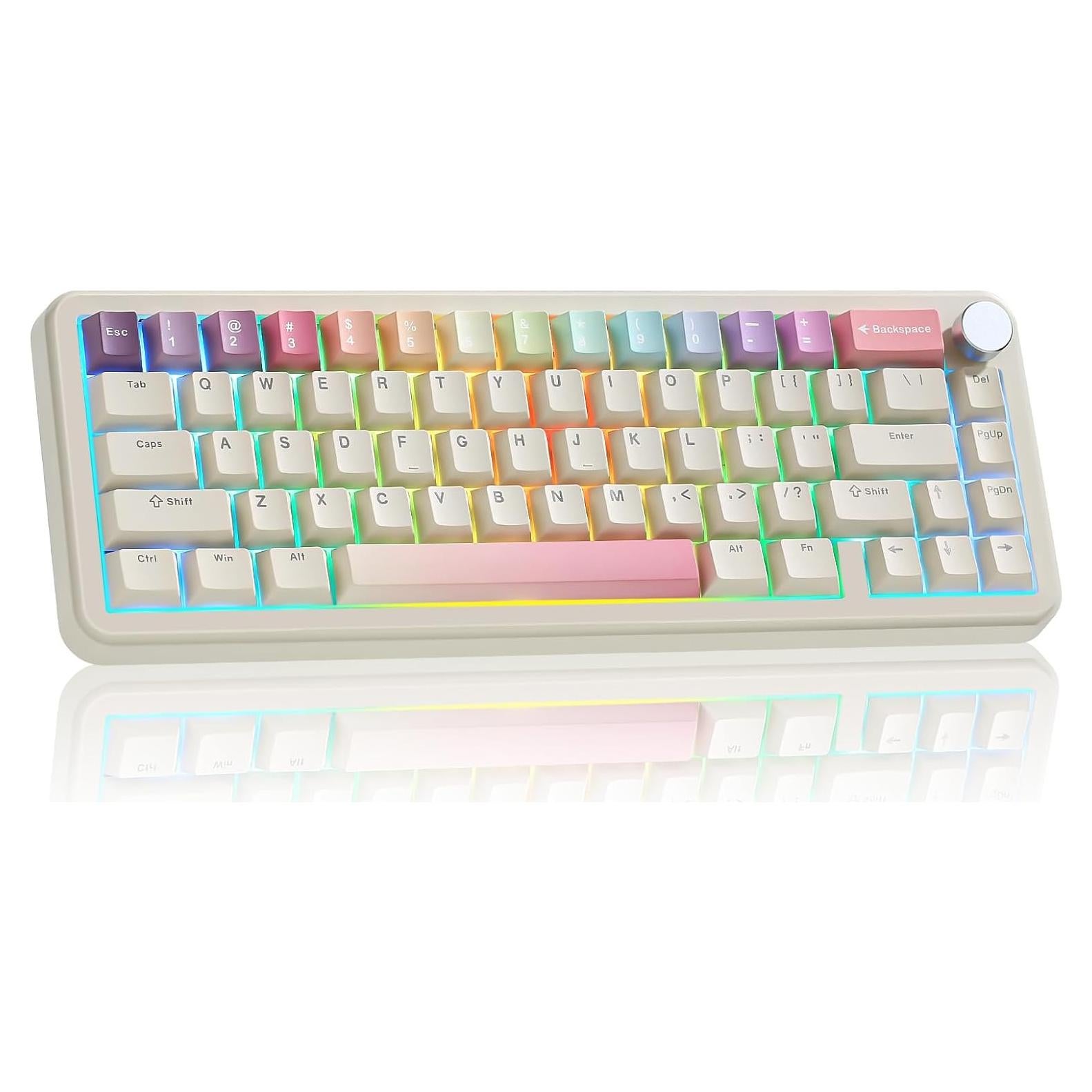 Teclado Mecánico Inalámbrico YUNZII B68 Beige RGB 65%